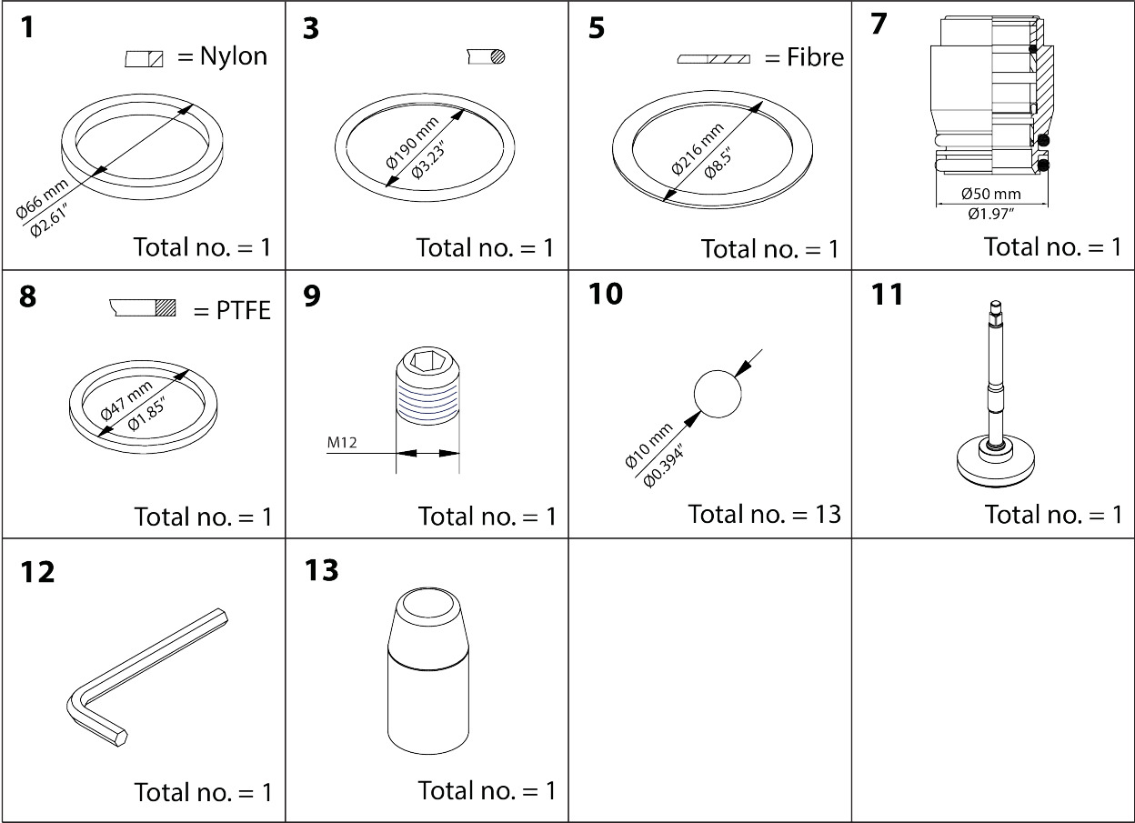 Overhaul kit, Cone, sealing, spindle, P/G