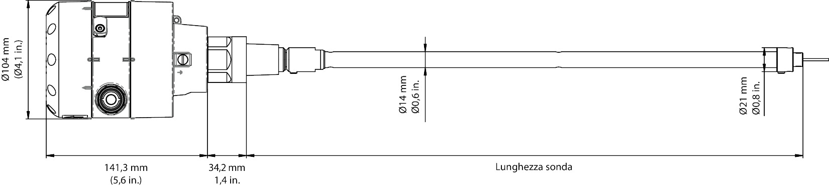 Liquid level sensor, AKS 4100, Coaxial version